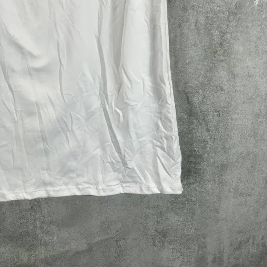 24SEVEN COMFORT APPAREL Women's White Scoop-Neck Loose-Fit Dolman Sleeve Dress