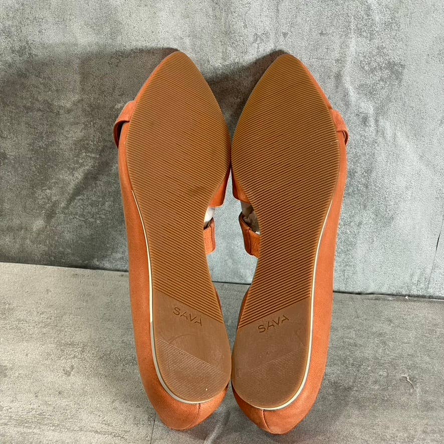 SAVA Women's Coral Leather Lennox Pointed-Toe Slip-On Memory Foam Flats SZ 9.5