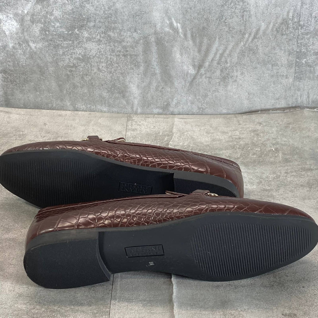 ALFANI Step N' Flex Women's Chocolate Croc Embossed Gayle Slip-On Loafers SZ 8