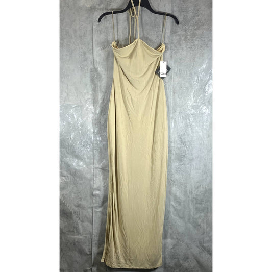 BAR III NICOLE WILLIAMS ENGLISH Women's Beige/Khaki Y-strap Halter Dress SZ S