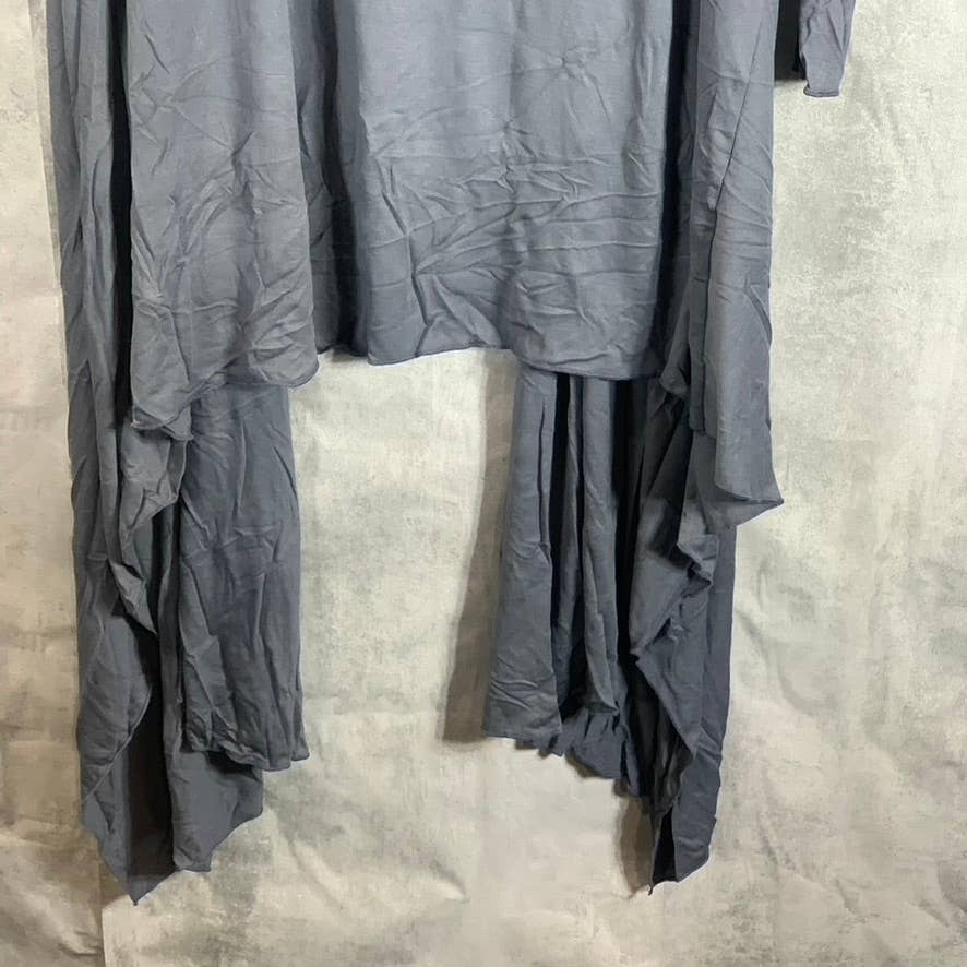 24SEVEN COMFORT APPAREL Women's Grey Long-Sleeve Open-Front Extra Long Cardigan