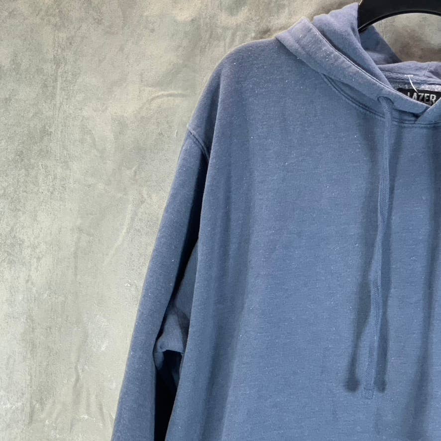LAZER Men's Blue Fleece Long-Sleeve Burnout Popover Drawstring Hoodie SZ XL