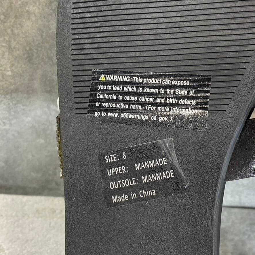 OLIVIA MILLER Women's Black Saltspring Rhinestone Embellished Strap Slide Sandals SZ 8