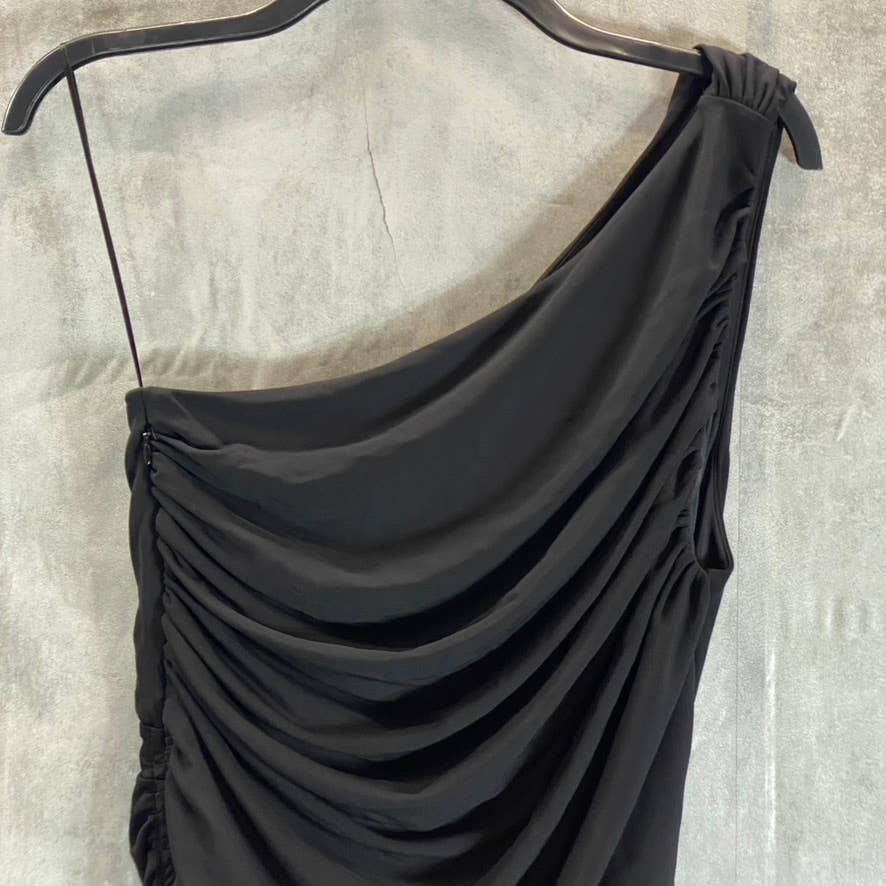 RAMY BROOK Women's Black One-Shoulder Dolly Ruched Bodycon Mini Dress SZ 6