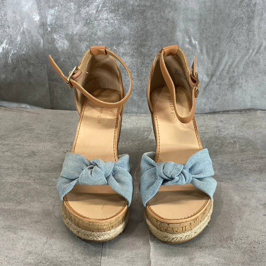 MADDEN GIRL Women's Denim Multi Colette Ankle-Strap Wedge Platform Sandals SZ 10