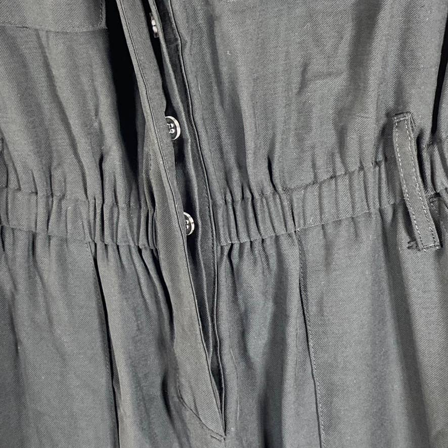 INC INTERNATIONAL CONCEPTS Women's Deep Black Split-Neck Belted Utility Jumpsuit