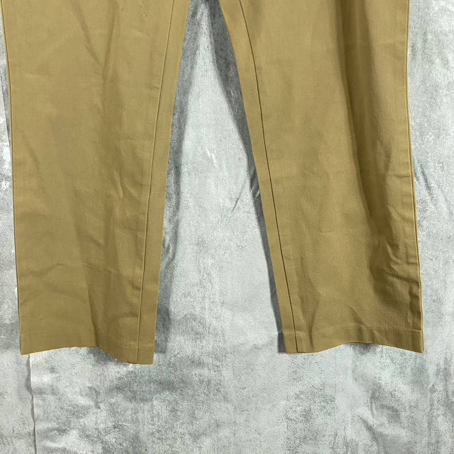 DOCKERS Men's Tan Slim-Fit Flat Front City Tech Trousers SZ 34X30