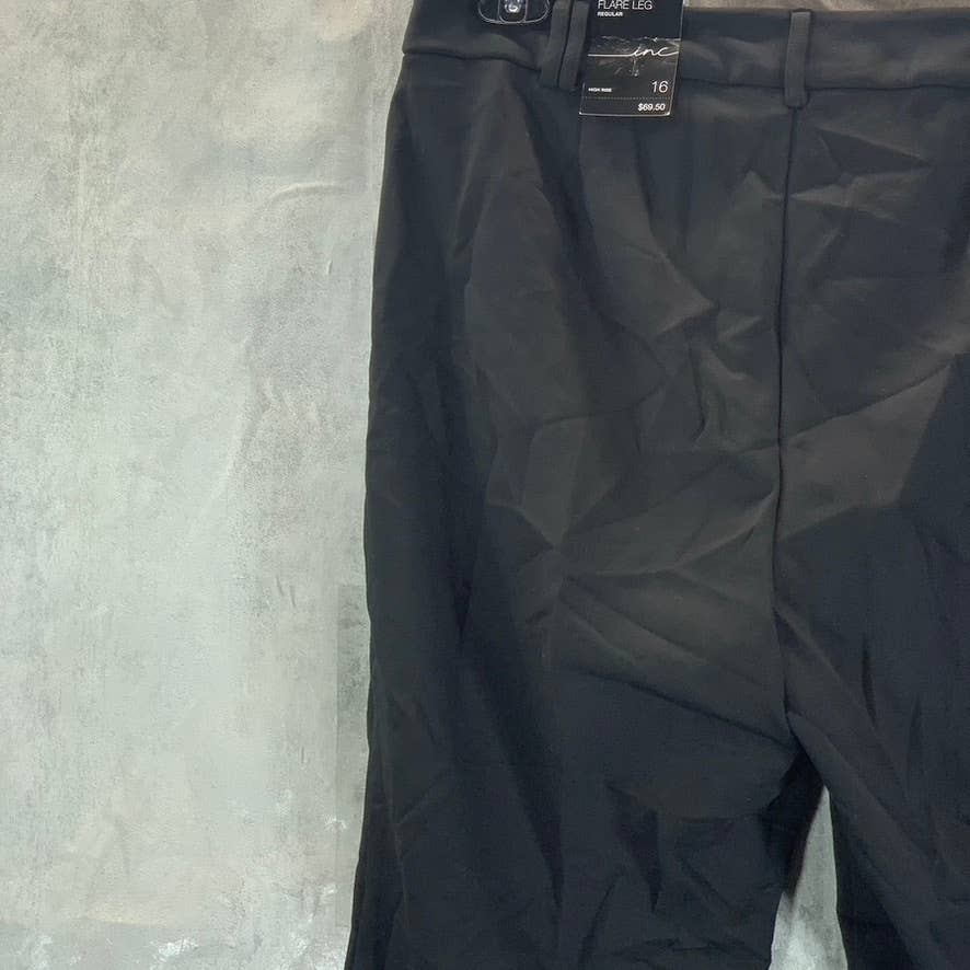INC INTERNATIONAL CONECEPTS Women's Deep Black High-Rise Regular Flare Pants