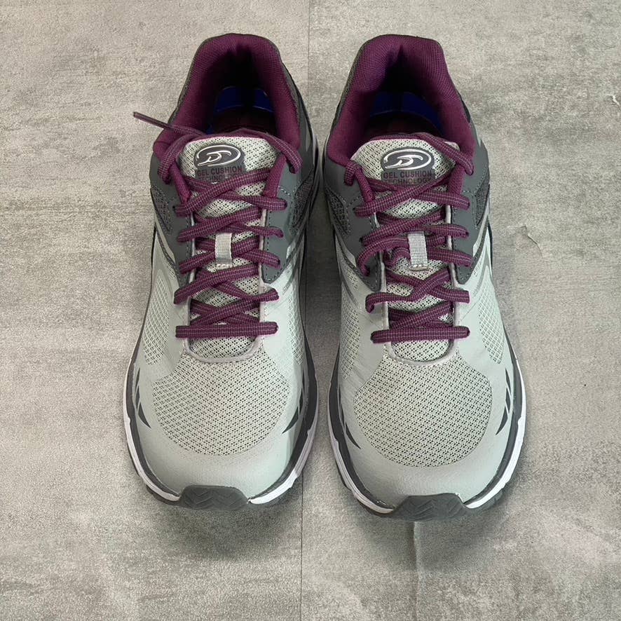 DR. SCHOLL'S Women's Grey-Burgundy Blitz Walking Lace-Up Sneakers SZ 9