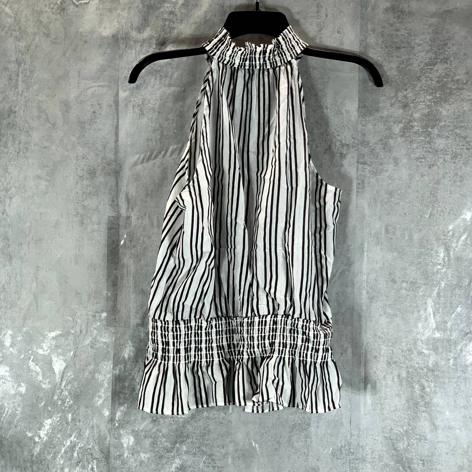 INC INTERNATIONAL CONCEPTS Women's Black-White Striped Sleeveless Halter Top SZM