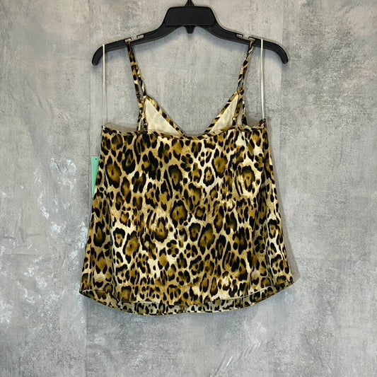 ABOUND Women's Tan Leopard Printed V-Neck Adjustable Straps Camisole SZ M