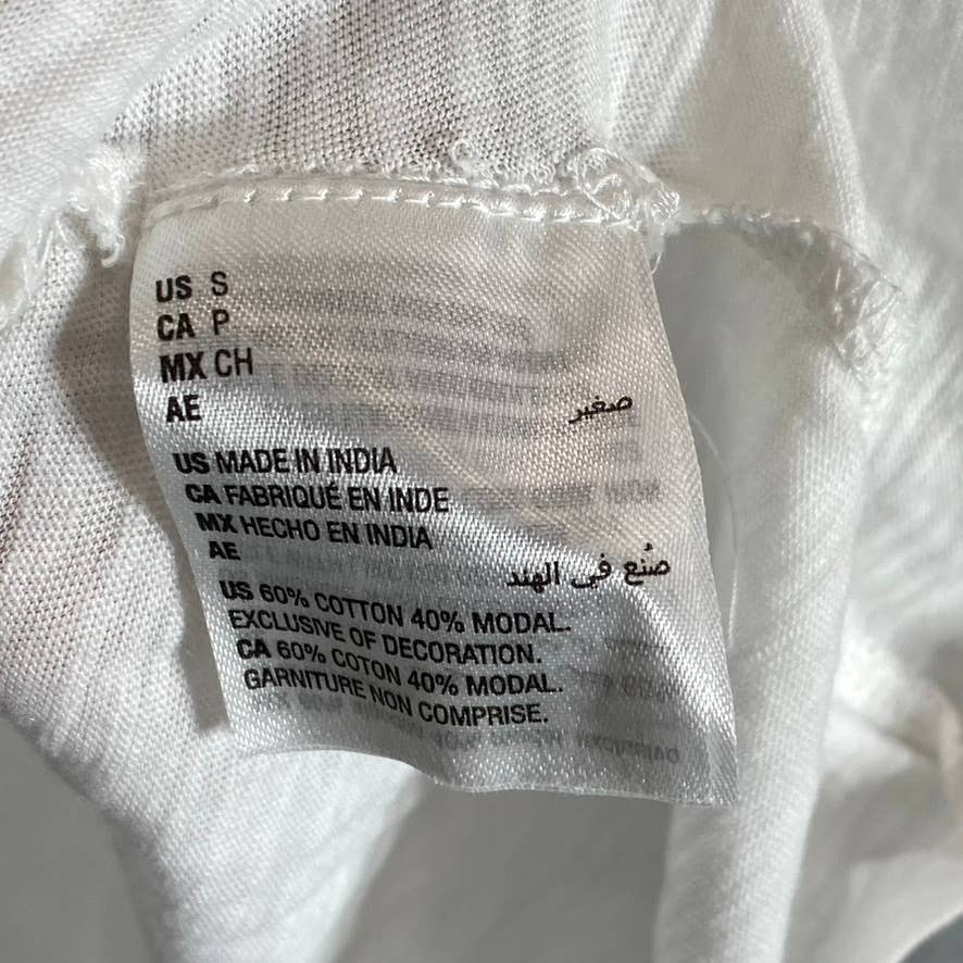 STYLE & CO Women's Bright White Embroidered-Trim Tie-Neck Short Sleeve Top SZ S