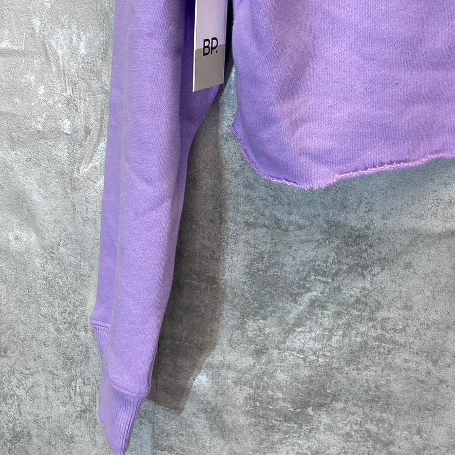 BP. Women's Purple Wildcats Cutoff Graphic Long Sleeve Pullover Hoodie SZ S