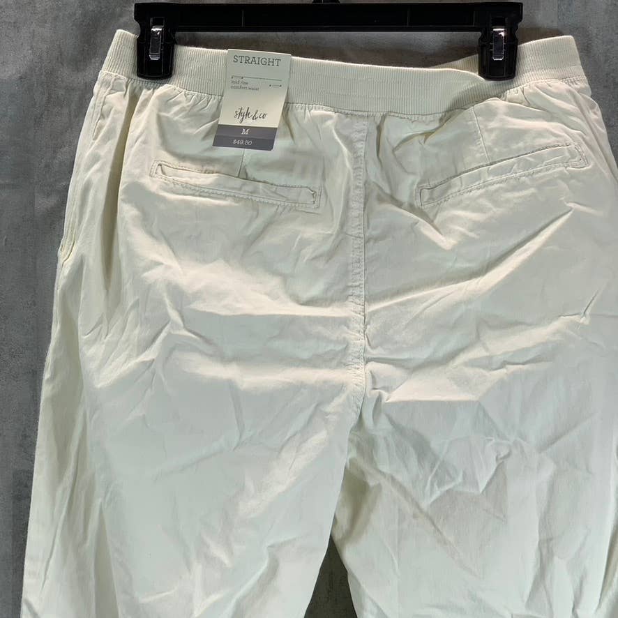 STYLE & CO Women's Bright White Mid-Rise Straight Twill-Tape Capri Pants SZ M