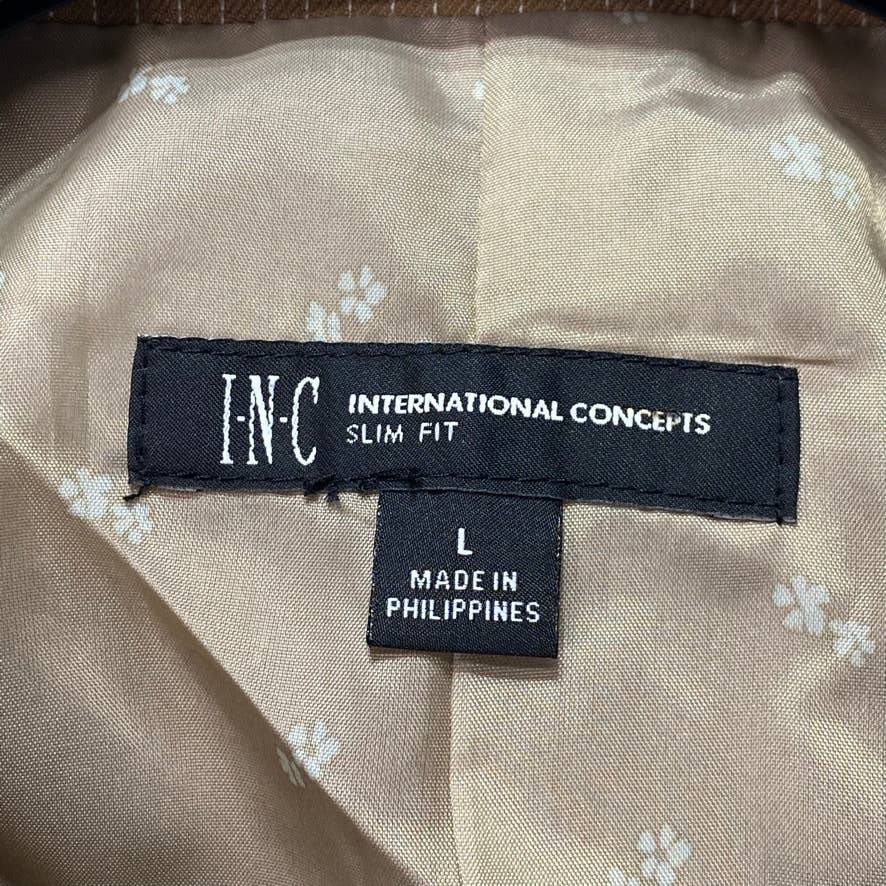 INC INTERNATIONAL CONCEPTS Taupe Flash Asher Slim-Fit Pinstripe Blazer SZ L