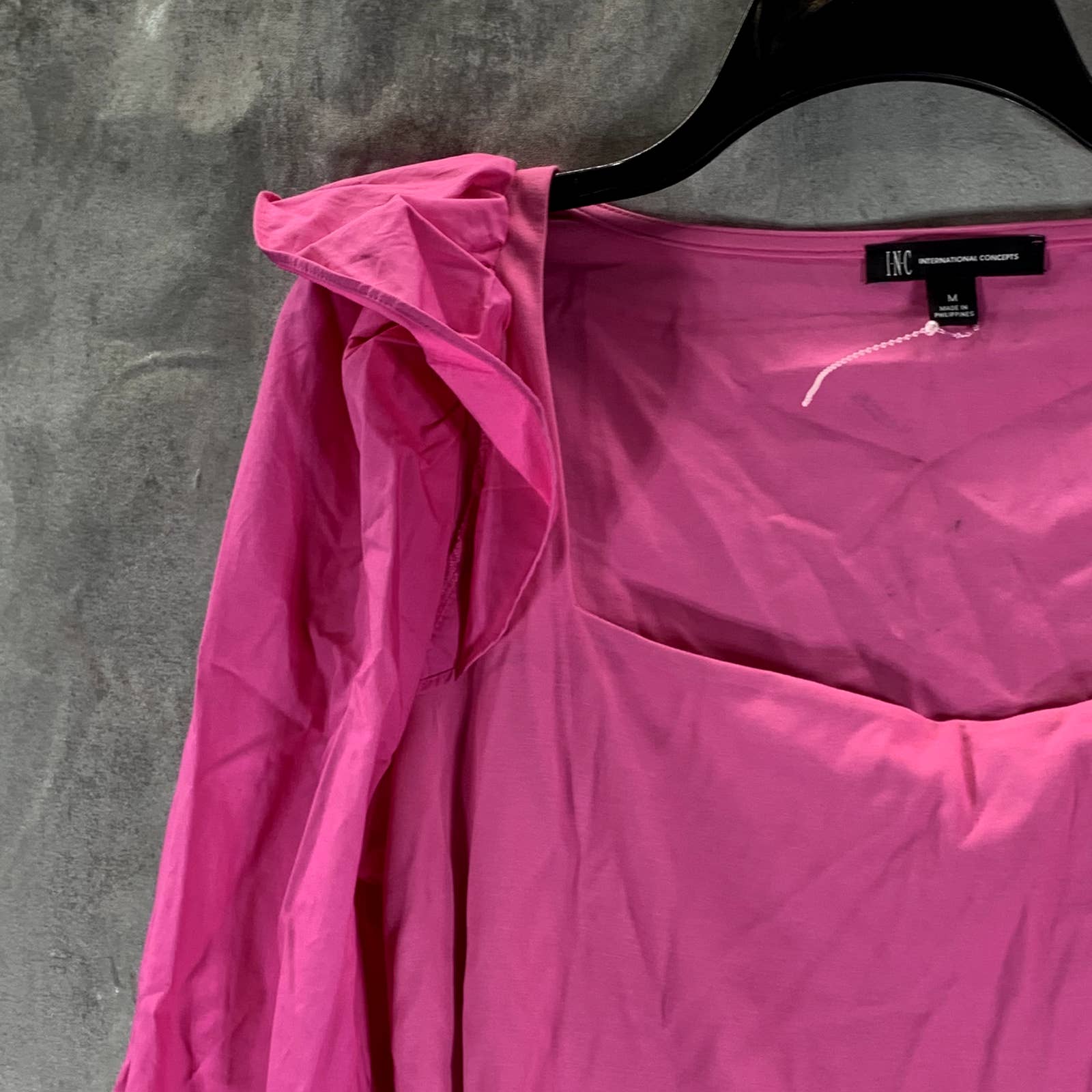 INC INTERNATIONAL CONCEPTS Women's Bright Peony Square-Neck Ruffled Top SZ M