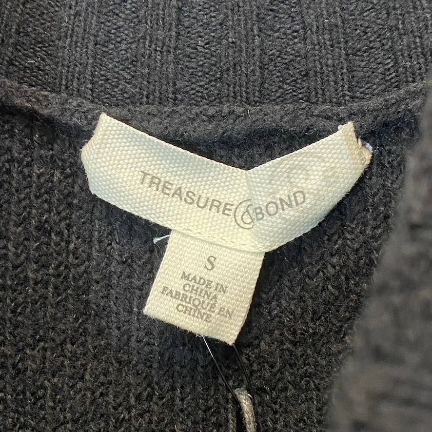 TREASURE & BOND Women's Solid Black Half-Zip Mock Neck Long Sleeve Sweater Dress SZ S