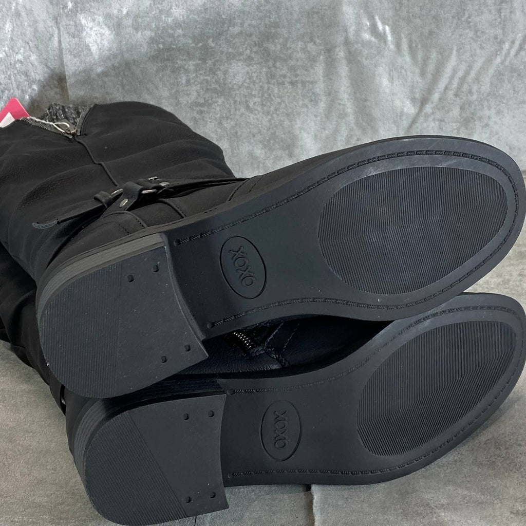 XOXO Women's Black Mayne Extendable Calf Side-Zip Tall Boots SZ 5.5