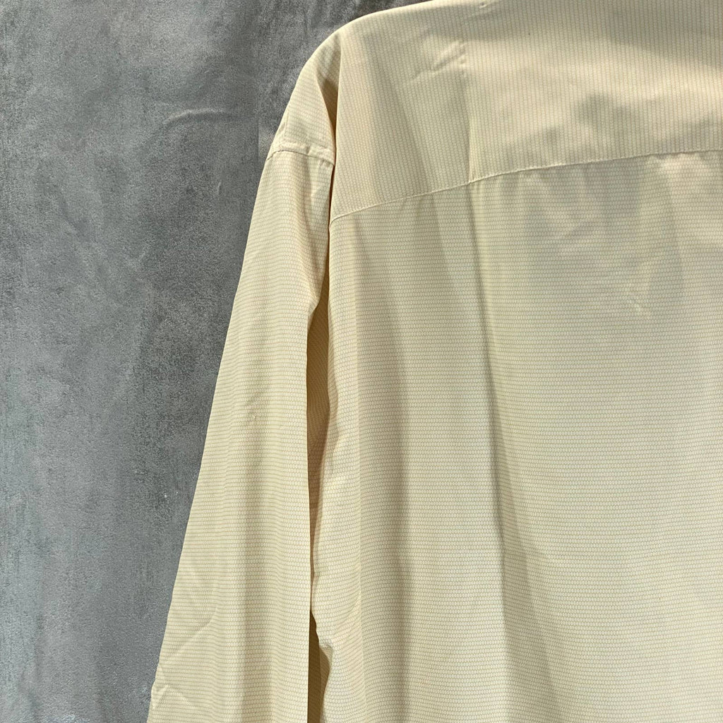 ALFANI Men's Tan Mini Geo-Print Slim-Fit Stretch Button-Up Shirt SZ16-16.5 32/33