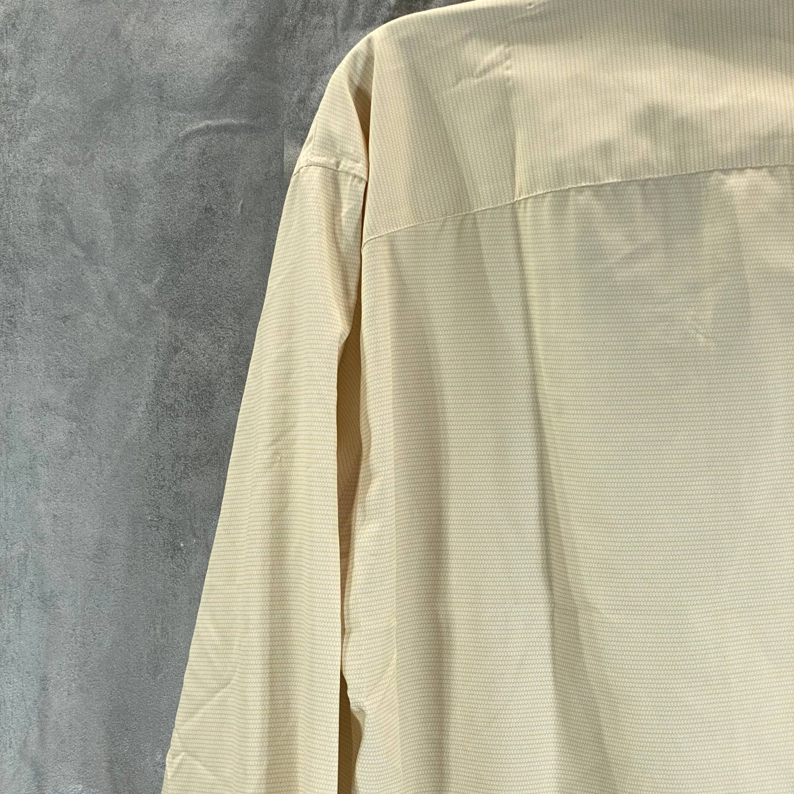 ALFANI Men's Tan Mini Geo-Print Slim-Fit Stretch Button-Up Shirt SZ16-16.5 32/33