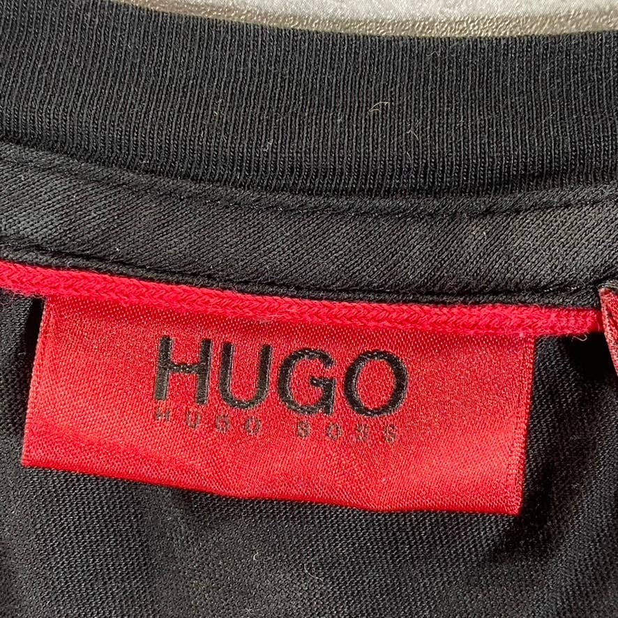 HUGO HUGO BOSS Men's Black Regular-Fit Crewneck Reverse Logo T-Shirt SZ L