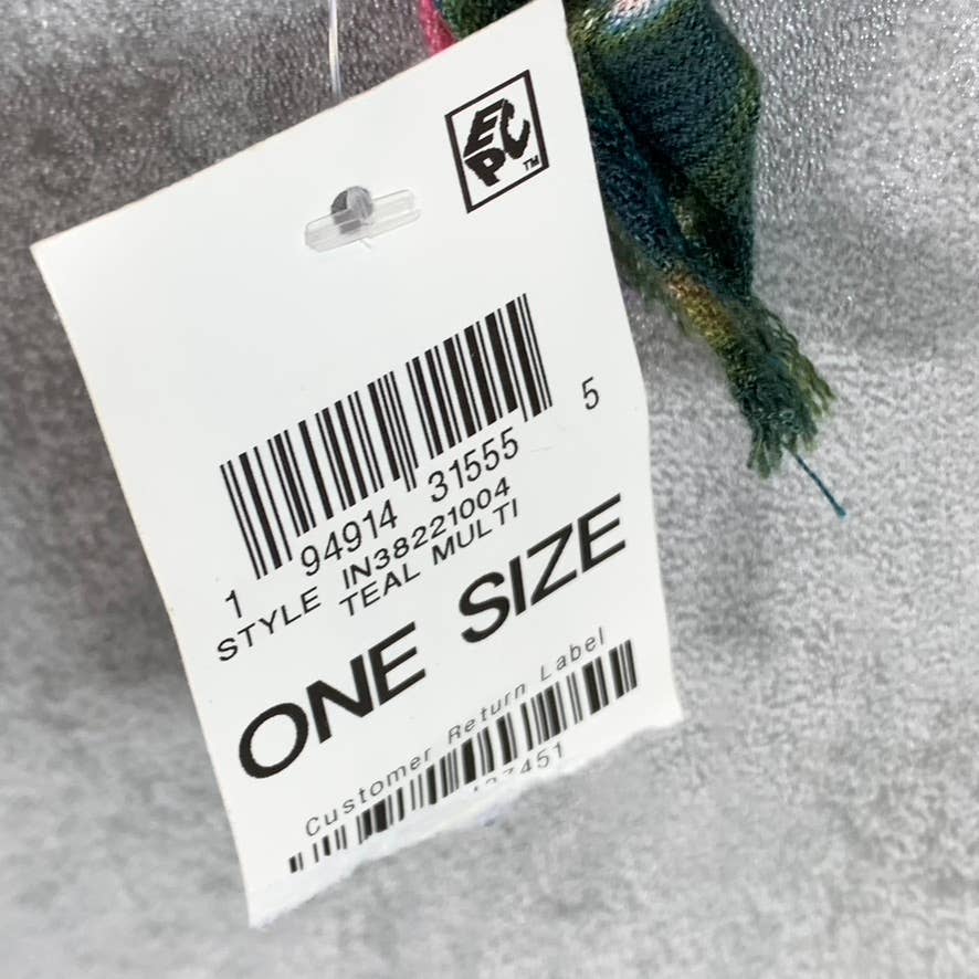 INC INTERNATIONAL CONCEPTS Women's Teal Multi Floral-Print Scarf SZ OS