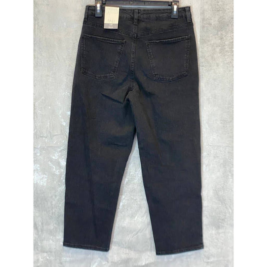 STYLE & CO Women's Petite Washed Black High-Rise Vintage Classic Straight Mom Jeans SZ 10P
