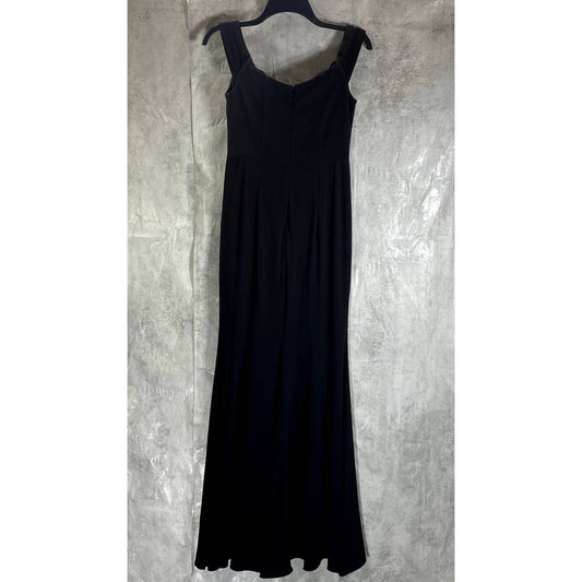 AQUA FORMAL Women's Black Off-The-Shoulder Notched Sweetheart Side-Slit Gown SZ6