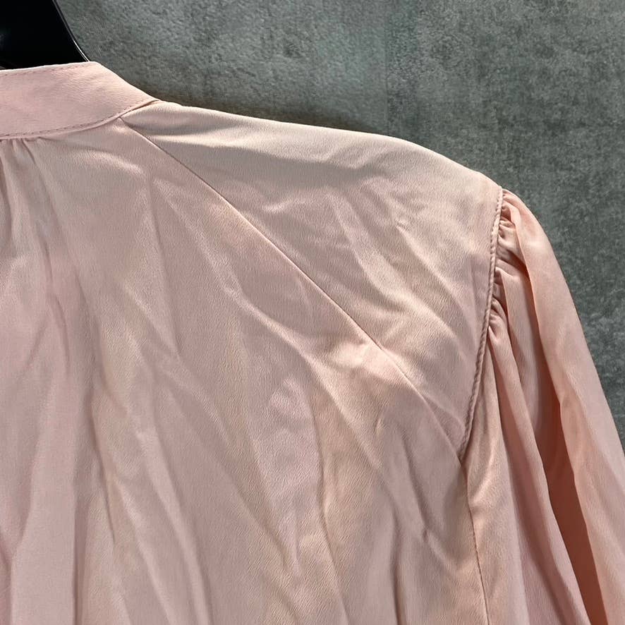RILEY & RAE Women's Light Rose Iris Puff-Shoulder 3-4 Sleeve Button-Up Top SZ XL