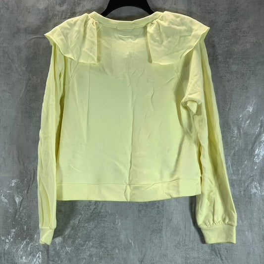 INC INTERNATIONAL Women's Lemon Candy Crewneck Ruffle-Sleeve Sweatshirt SZ L