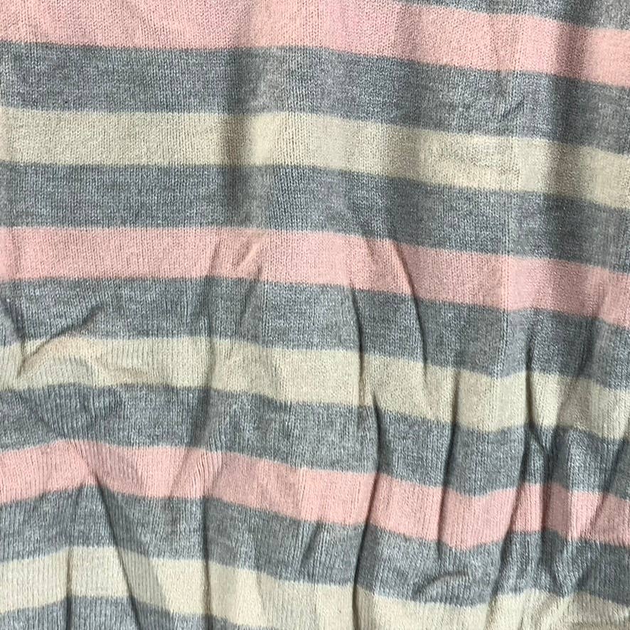 NAUTICA Women's Stormy Grey Heather Striped Colorblock Pullover Sweater SZ XS