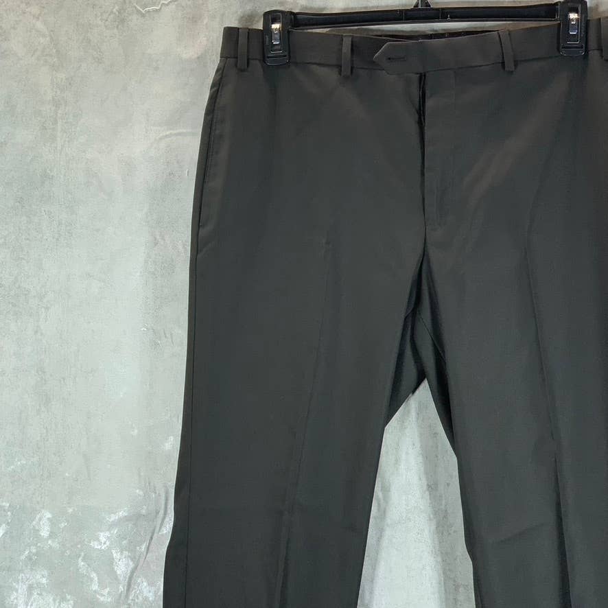 IZOD Men's Solid Black Classic-Fit Flat Front Suit Pants SZ 36x32