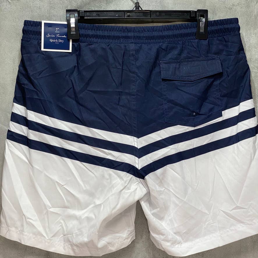 CLUB ROOM White Quick-Dry Performance Colorblocked Stripe Swim Trunks SZ L