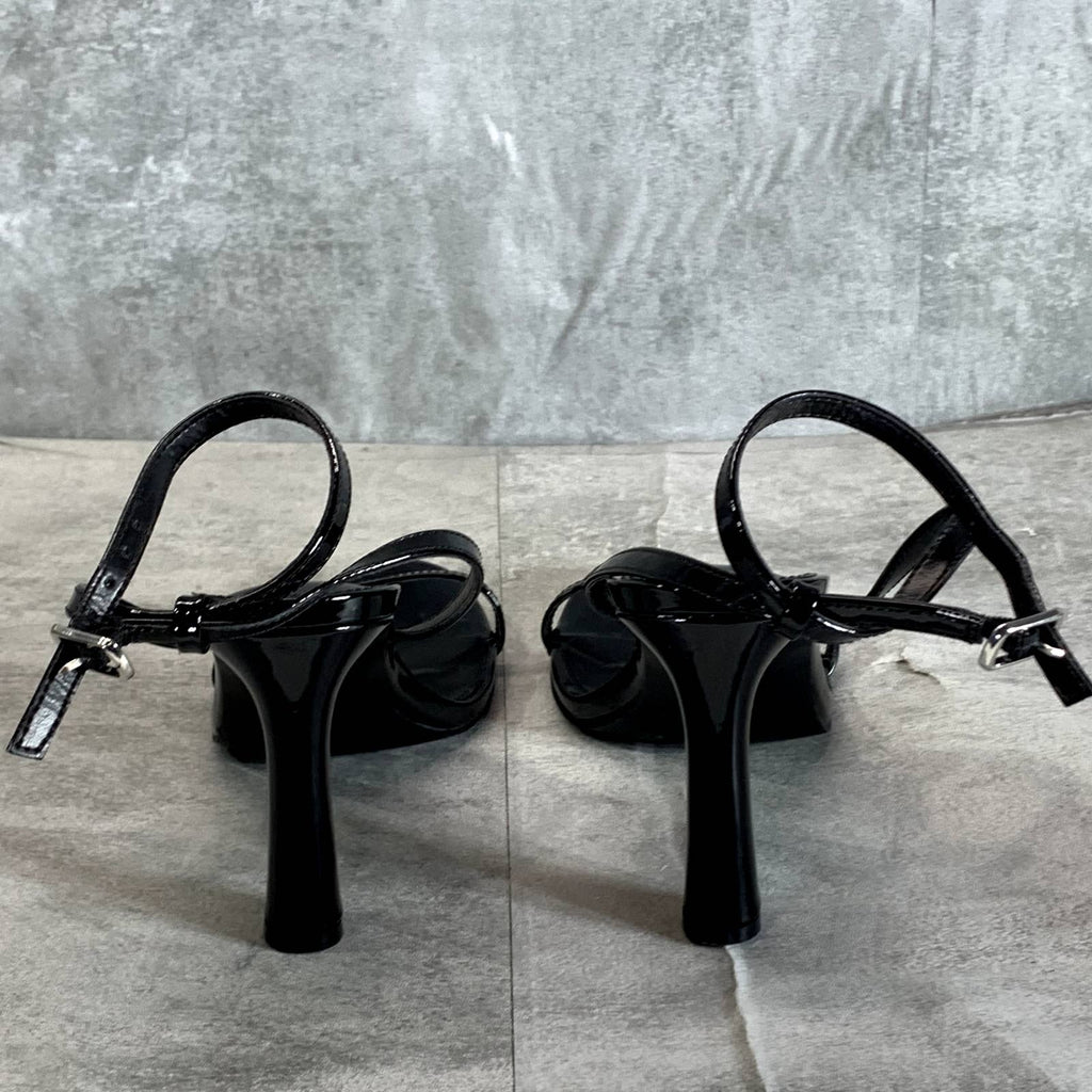 MADDEN GIRL Women's Black Patent Tasha Round-Toe Two-Piece Dress Sandals SZ 8.5