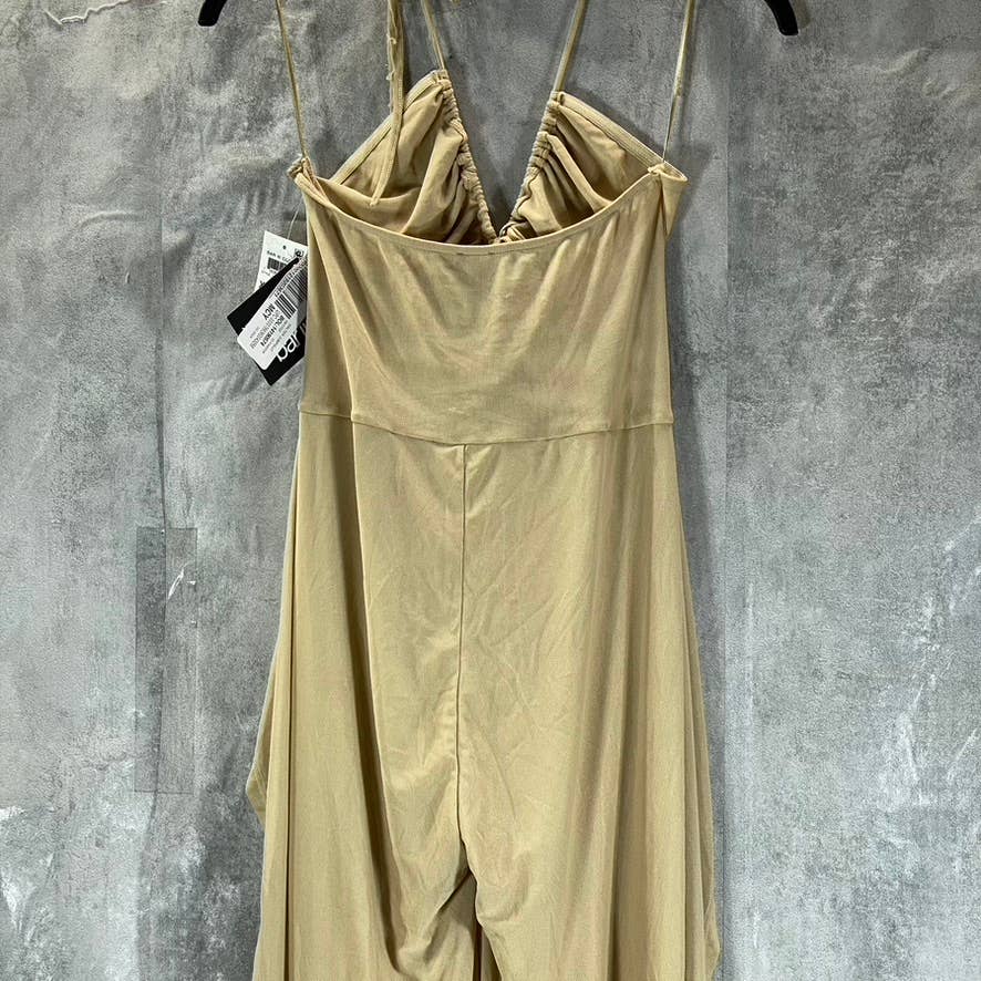 BAR III Nicole Williams Women's Beige/Khaki English Halter Jumpsuit SZ XS