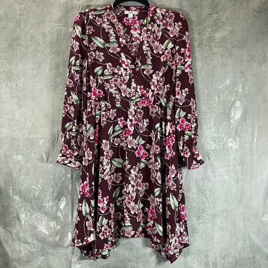 BAR III Women's Murano Blooms Printed Handkerchief Long-Sleeve Shirt Dress SZ XS