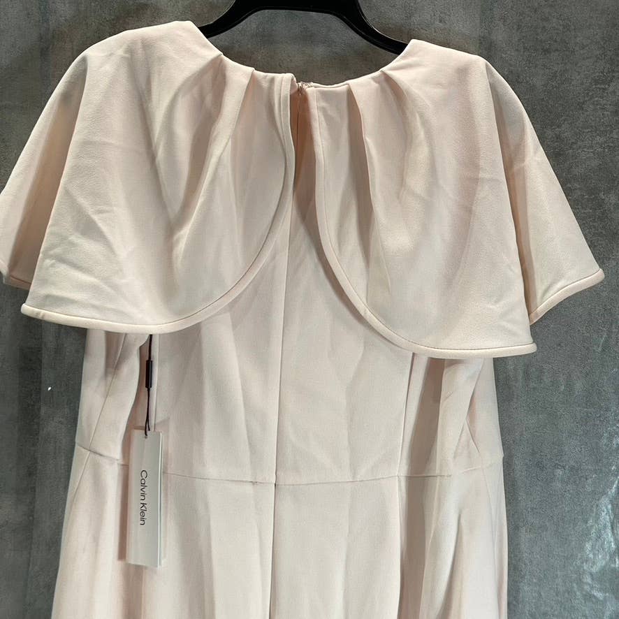 CALVIN KLEIN Women's Blossom Rhinestone-Waist V-Neck Cape-Sleeve Gown SZ 16