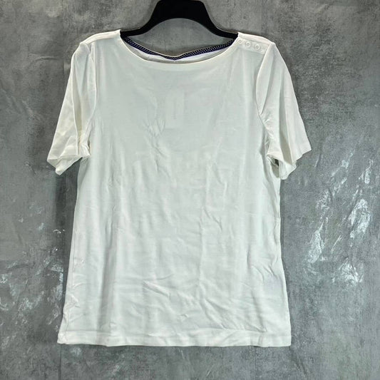 CHARTER CLUB Women's Bright White Boatneck Short-Sleeve Top SZ L