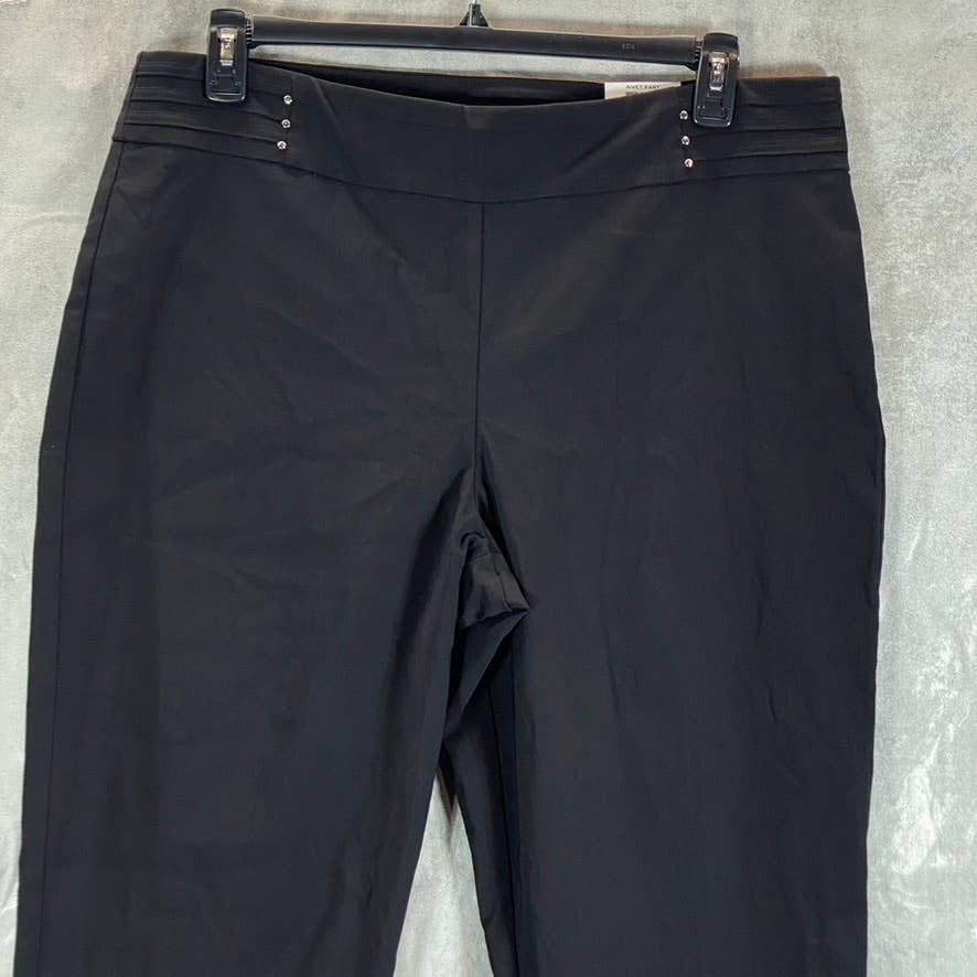 JM COLLECTION Women's Deep Black Rivet-Detail Tummy-Control Slim-Leg Pants SZ XL