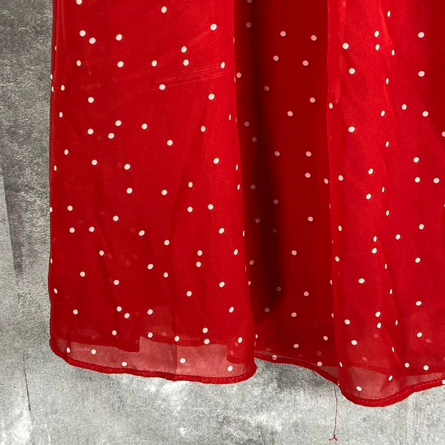 B. DARLIN Juniors' Red Polka-Dot Puff-Sleeve Sweetheart Fit & Flare Mini Dress