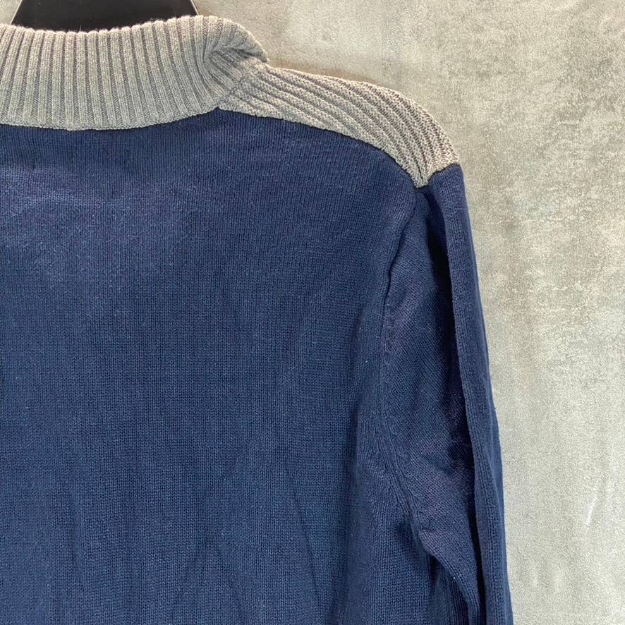 INC INTERNATIONAL CONCEPTS Men's Dark Navy Colorblock Mock-Neck Sweater SZ L