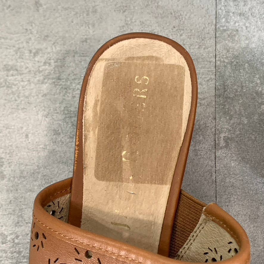 JACK ROGERS Women's Mocha Leather Ronnie Perforated Peep-Toe Sandals SZ 7