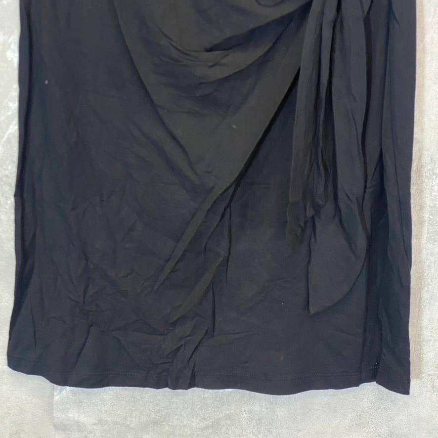 MICHAEL STARS Women's Solid Black Twist Waist Short Sleeve Mini Bodycon Dress SZ M