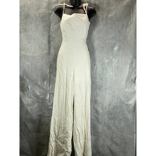 GUESS Women's Cream White Kora Tie-Straps Backless Jumpsuit SZ 4