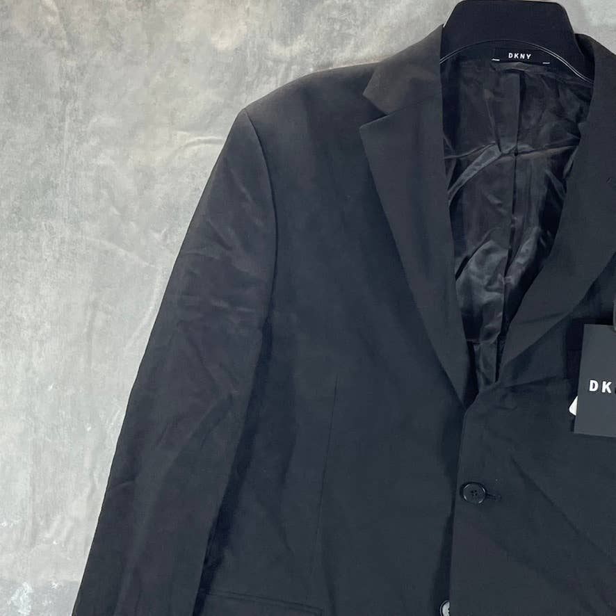 DKNY Men's Solid Black Short Modern-Fit Stretch Two-Button Suit Jacket SZ 44S