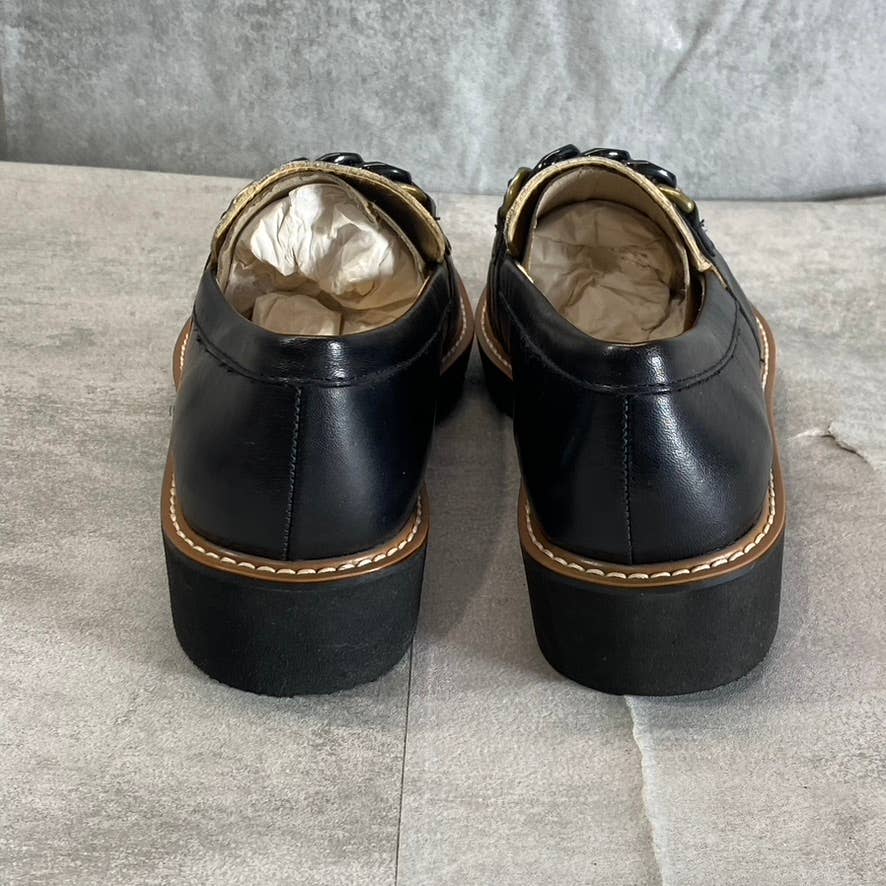 NATURALIZER Women's Black-Creme Zebra Print Chain-Detail Agnes Slip-On Loafers