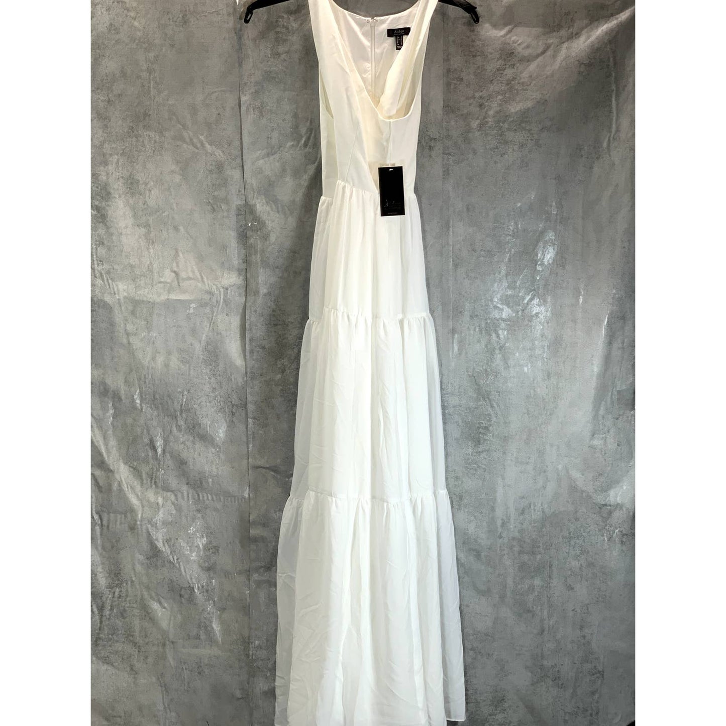 AIDAN By AIDAN MATTOX Women's Ivory Cross Halter Tiered FIT & Flare Maxi Gown