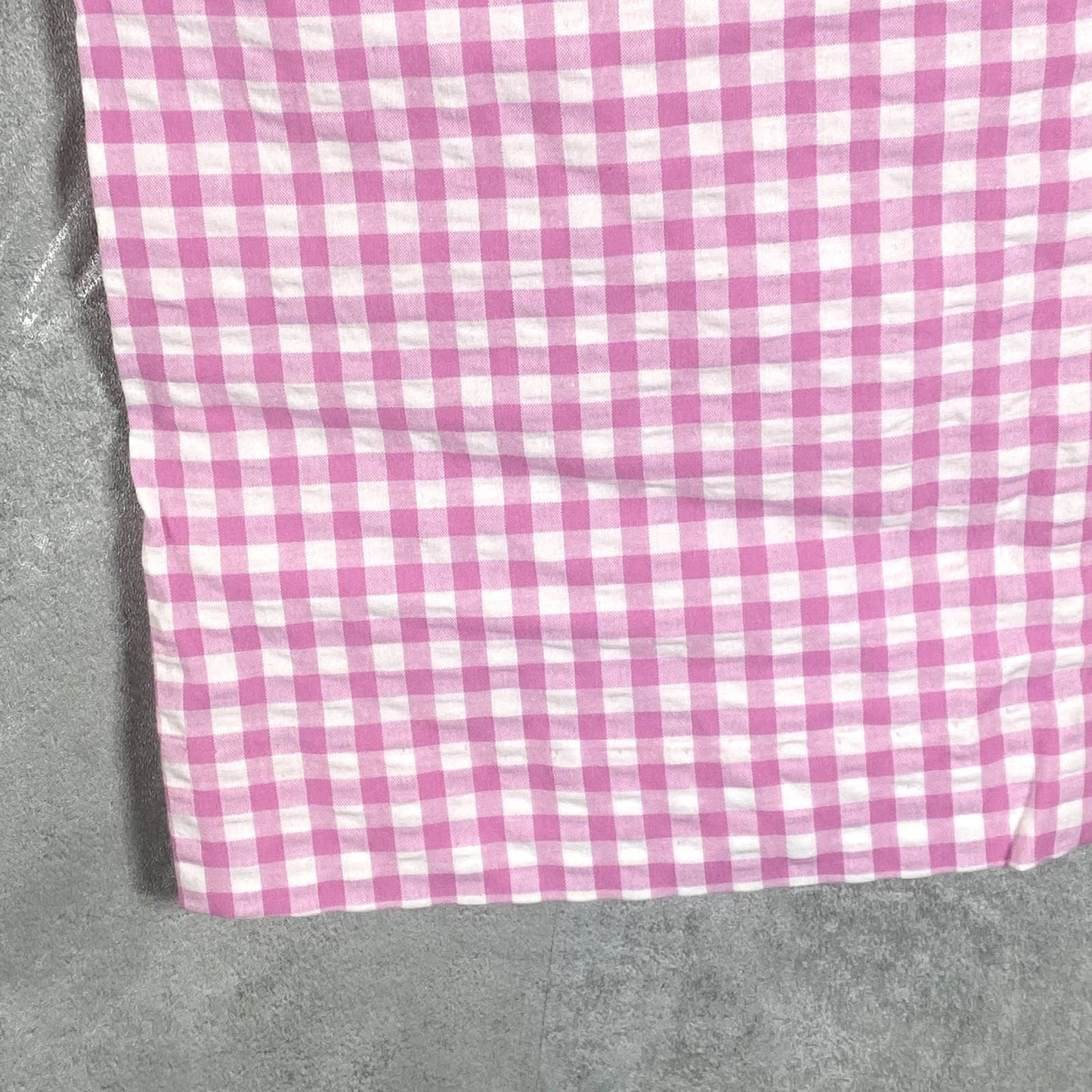 GUESS Women's Pink & White Vichy Gingham High-Rise Cropped Pants SZ L