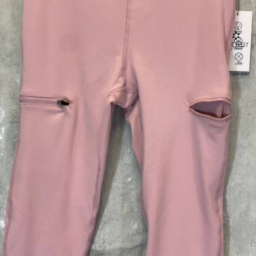 NINE WEST Women's Mauve Shadow Side Zip Stretch Active Pull-On Crop Leggings SZ M
