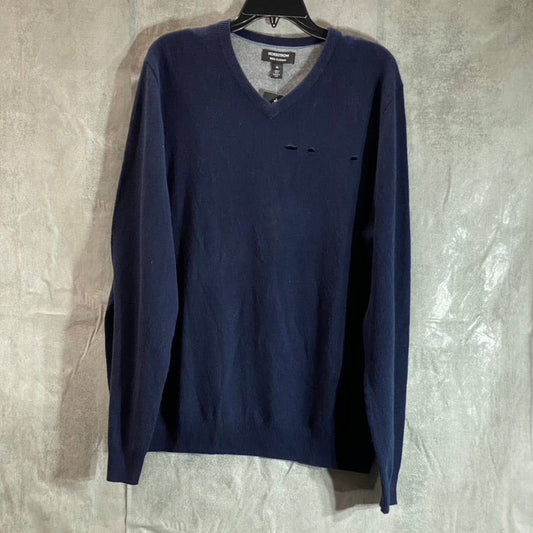 NORDSTROM Men's Navy Blazer V-Neck Cashmere Ribbed Trim Pullover SZ XL